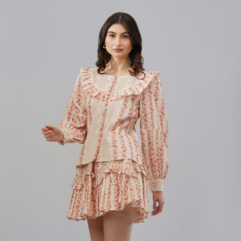 Pink Floral World – Top & Skirt